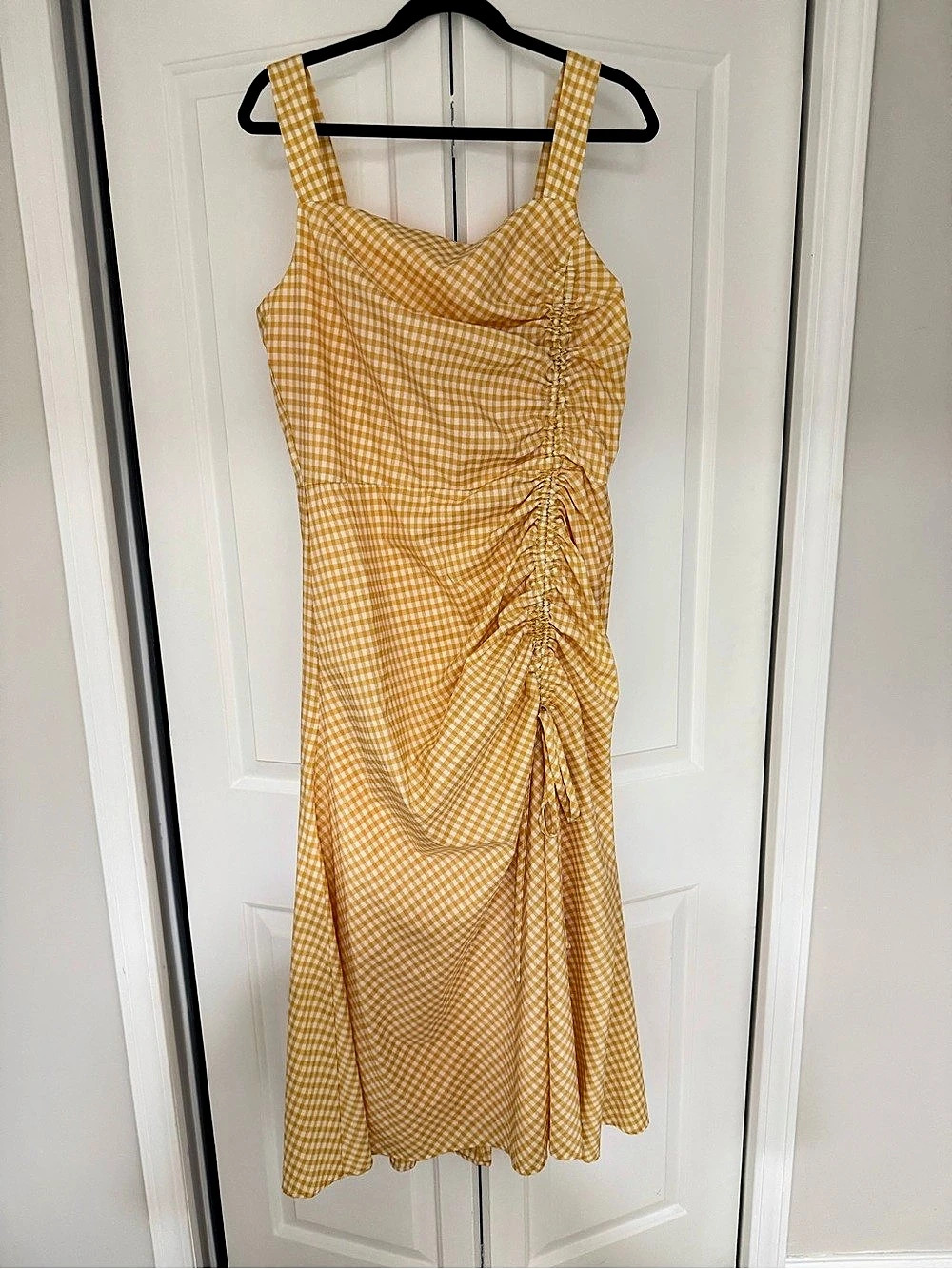 TAYLOR Gingham Ruched Midi Dress Size 16 NWOT